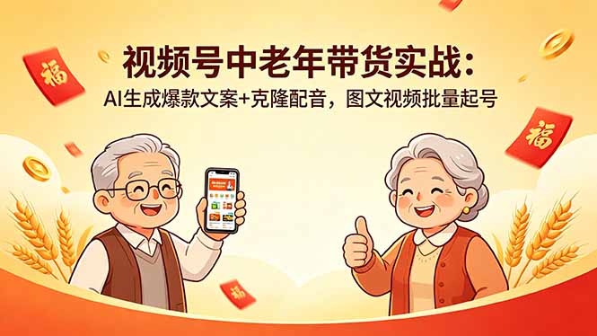 视频号中老年带货实战:AI生成爆款文案+克隆配音,图文视频批量起号选优云网创选优云网创
