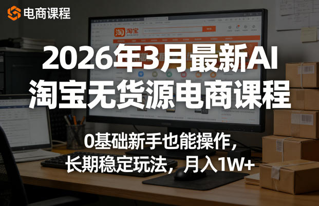 2026年3月最新AI淘宝无货源电商课程，0基础新手也能操作，长期稳定玩法，月入1W+(更新0415)选优云网创选优云网创
