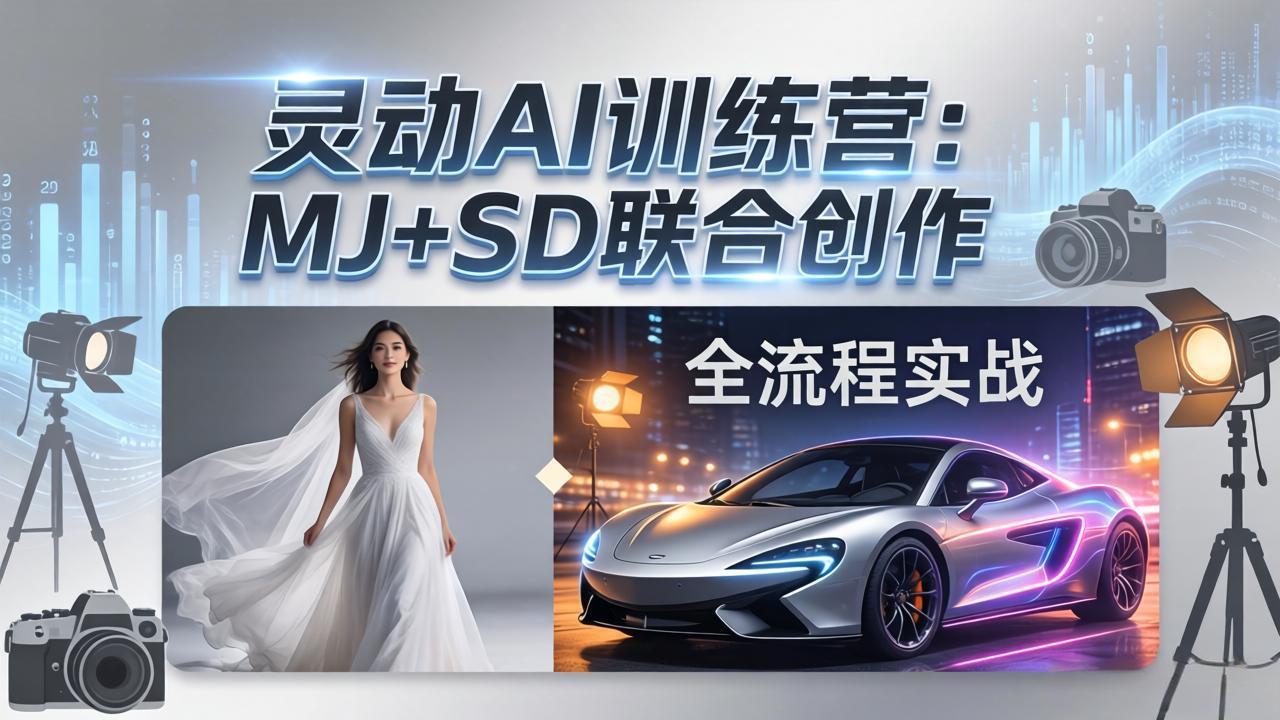 灵动AI训练营-3.0课程:MJ+SD联合创作,从婚纱大片到汽车广告,摄影后期全流程实战选优云网创选优云网创