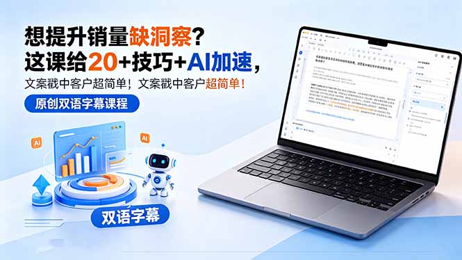 想提升销量缺洞察?这课给 20 + 技巧 + AI 加速,文案戳中客户超简单!【原创双语字幕】选优云网创选优云网创