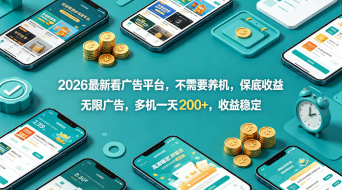 2026最新看广告平台,不需要养机,保底收益,无限广告,多机一天200+,收益稳定【揭秘】选优云网创选优云网创