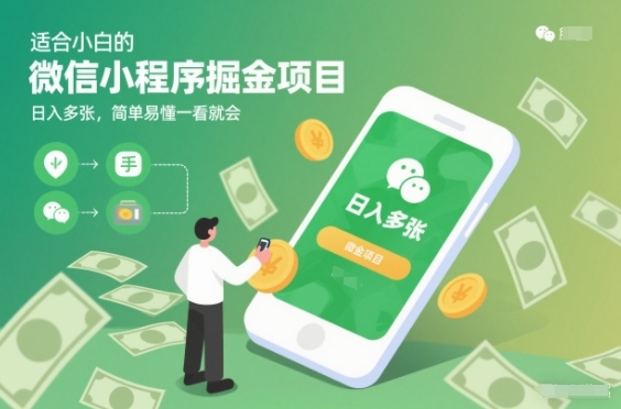 适合小白的微信小程序掘金项目,日入多张,简单易懂一看就会【揭秘】选优云网创选优云网创