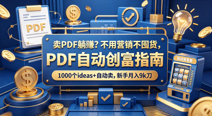 卖PDF躺賺?不用营销不囤货,PDF自动创富指南,1000个ideas+自动卖,新手月入9k刀【原创双语字幕】选优云网创选优云网创