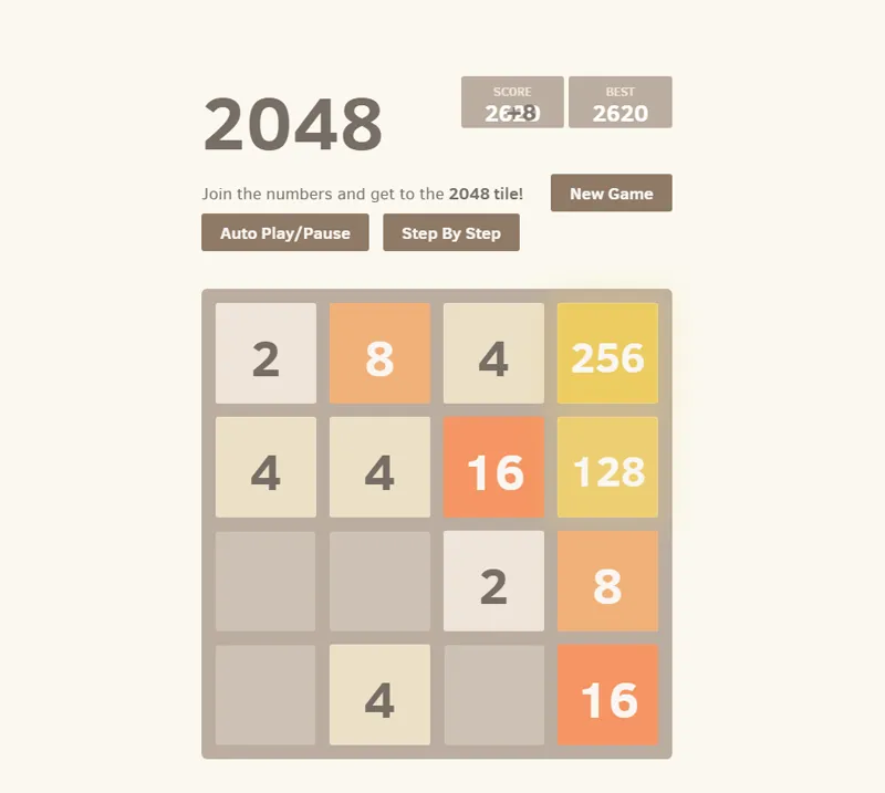 HTML+JS开发的2048方块游戏网页源码(带AI功能)选优云网创选优云网创