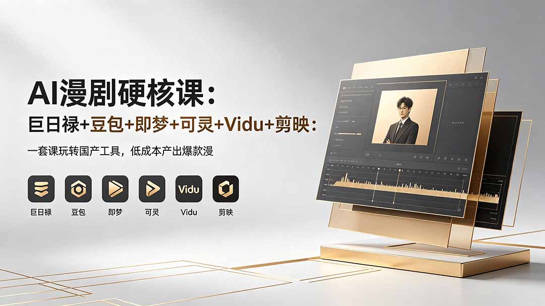 AI漫剧硬核课:巨日禄+豆包+即梦+可灵+Vidu+剪映:一套课玩转国产工具,低成本产出爆款漫剧选优云网创选优云网创