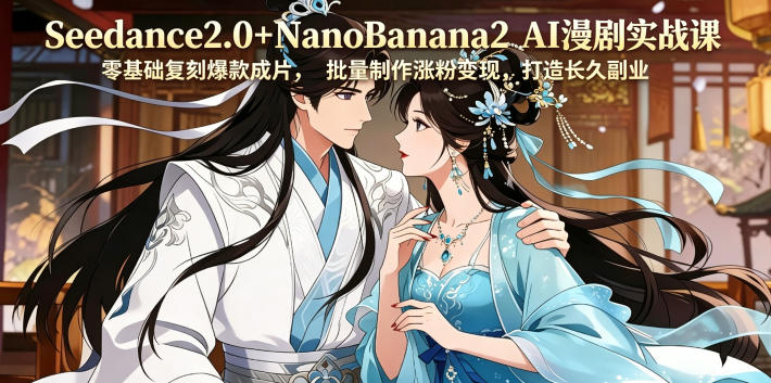 Seedance2.0+NanoBanana2 AI漫剧实战课,零基础复刻爆款成片涨粉变现,打造长久副业收益选优云网创选优云网创