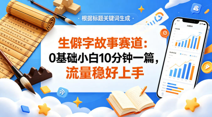 公众号流量主——生僻字故事赛道,流量稳,好上手,0基础小白也能10分钟一篇选优云网创选优云网创