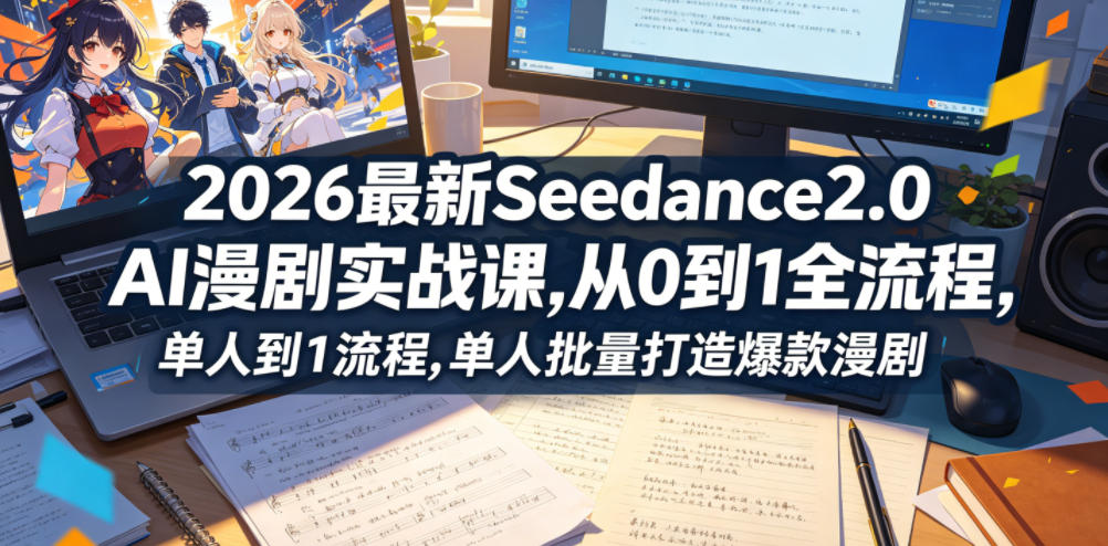 2026最新Seedance2.0 AI漫剧实战课,,从0到1全流程,单人批量打造爆款漫剧选优云网创选优云网创