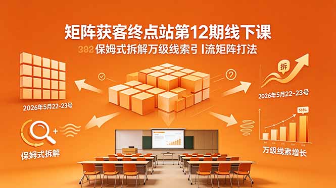 矩阵获客终点站第12期线下课 2026年5月22-23号 保姆式拆解万级线索引流矩阵打法选优云网创选优云网创