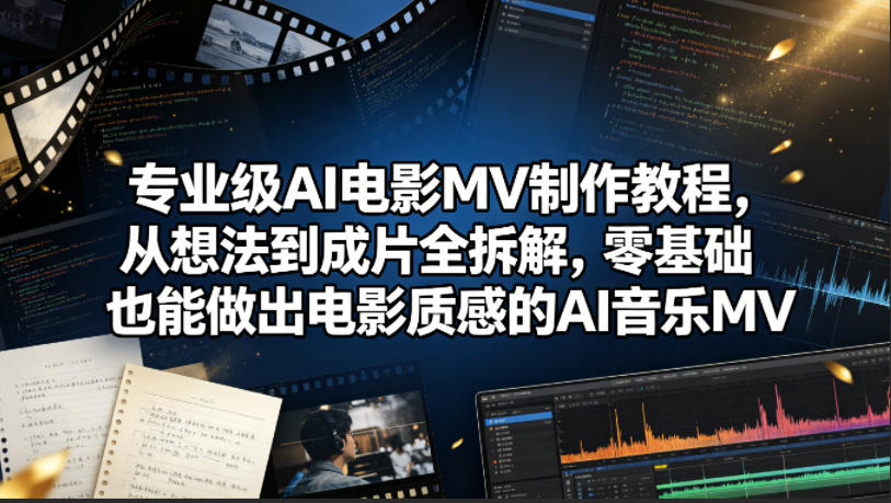 专业级AI电影MV制作教程，从想法到成片全拆解，零基础也能做出电影质感的AI音乐MV选优云网创选优云网创