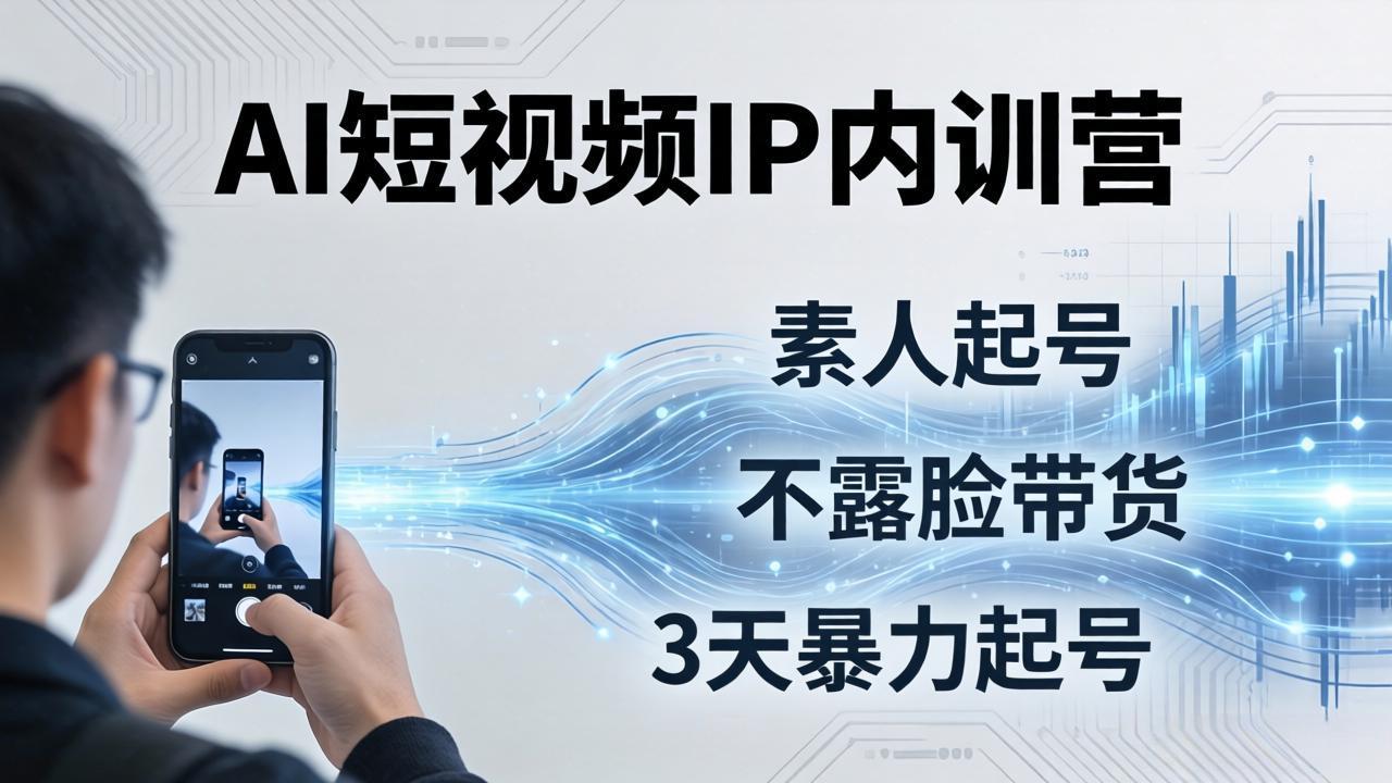 2026AI短视频IP内训营:从素人起号到不露脸带货,3天暴力起号全流程拆解选优云网创选优云网创