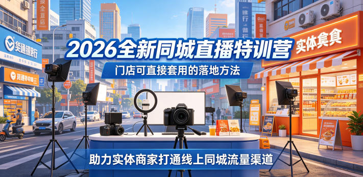 2026全新同城直播特训营，门店可直接套用的落地方法，助力实体商家打通线上同城流量渠道选优云网创选优云网创
