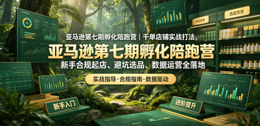 亚马逊第七期孵化陪跑营｜千单店铺实战打法，新手合规起店、避坑选品、数据运营全落地选优云网创选优云网创