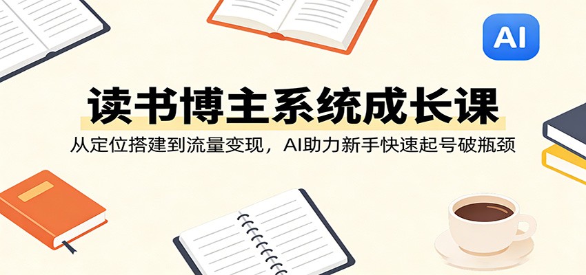 读书博主系统成长课:从定位搭建到流量变现,AI助力新手快速起号破瓶颈选优云网创选优云网创