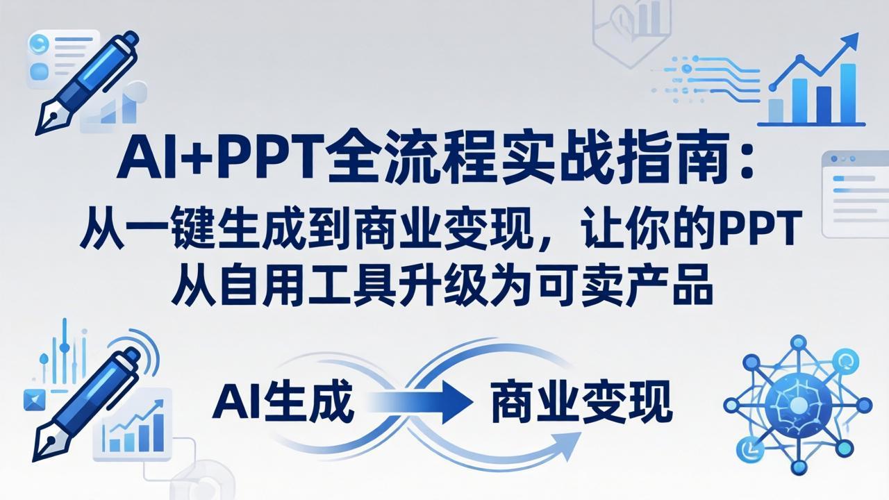 AI+PPT全流程实战指南-更新4月21：从一键生成到商业变现，让你的PPT从自用工具升级为可卖产品选优云网创选优云网创