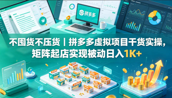 不囤货不压货|拼多多虚拟项目干货实操,矩阵起店实现被动日入1K+【揭秘】选优云网创选优云网创