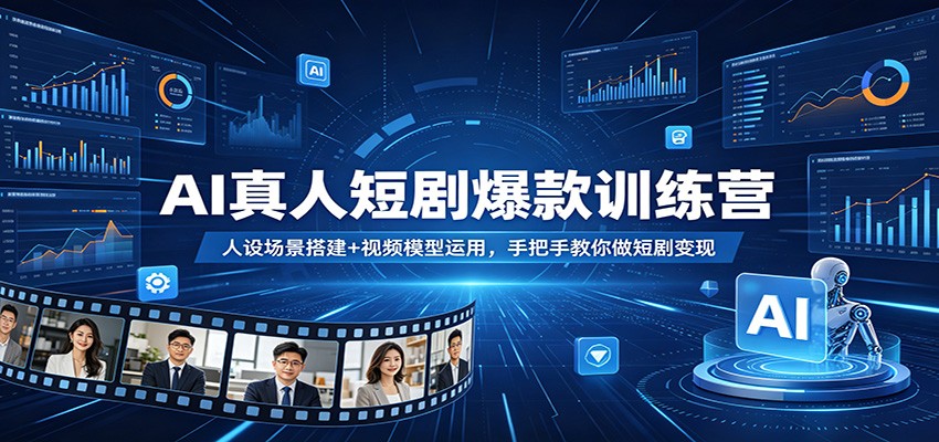 AI真人短剧爆款训练营:人设场景搭建+视频模型运用,手把手教你做短剧变现选优云网创选优云网创