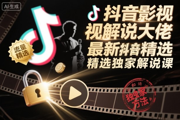 抖音影视解说大佬最新抖音进精选和独家方法,精选独家解说课(更新26年3月)选优云网创选优云网创