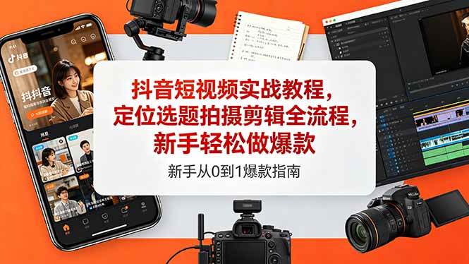 （18524期）抖音短视频实战教程，定位选题拍摄剪辑全流程，新手轻松做爆款