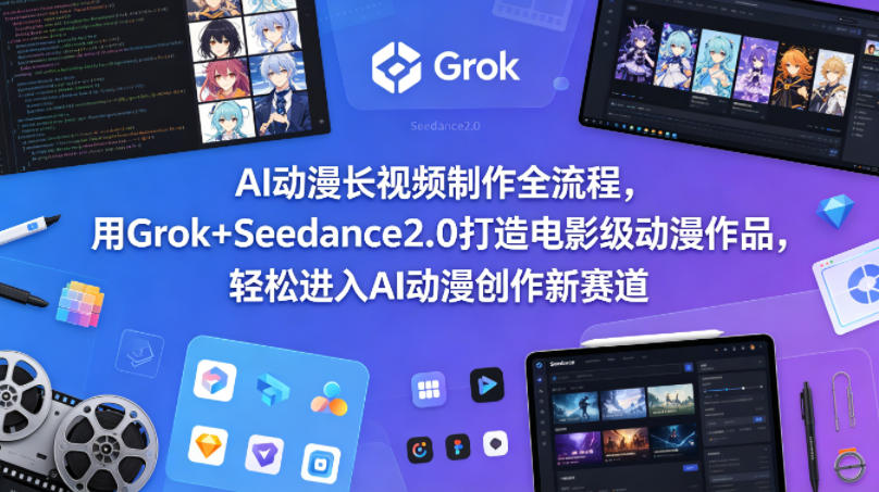 AI动漫长视频制作全流程，用Grok+Seedance2.0打造电影级动漫作品，轻松进入AI动漫创作新赛道选优云网创选优云网创