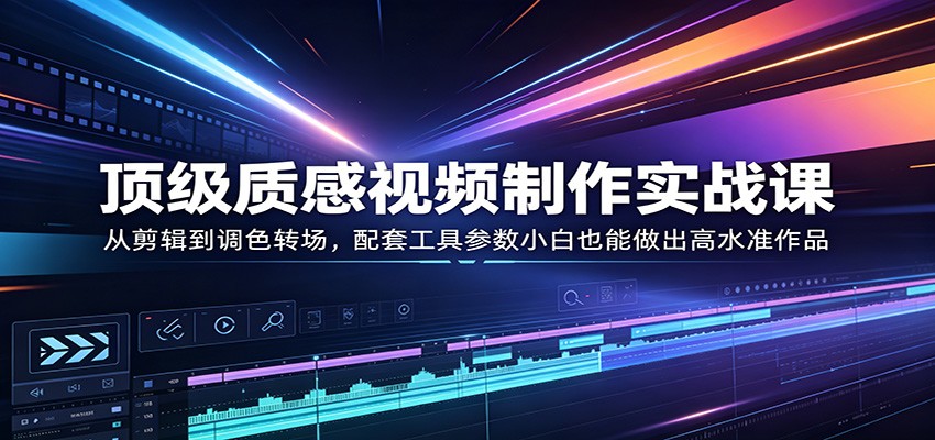 顶级质感视频制作实战课:从剪辑到调色转场,配套工具参数小白也能做出高水准作品选优云网创选优云网创